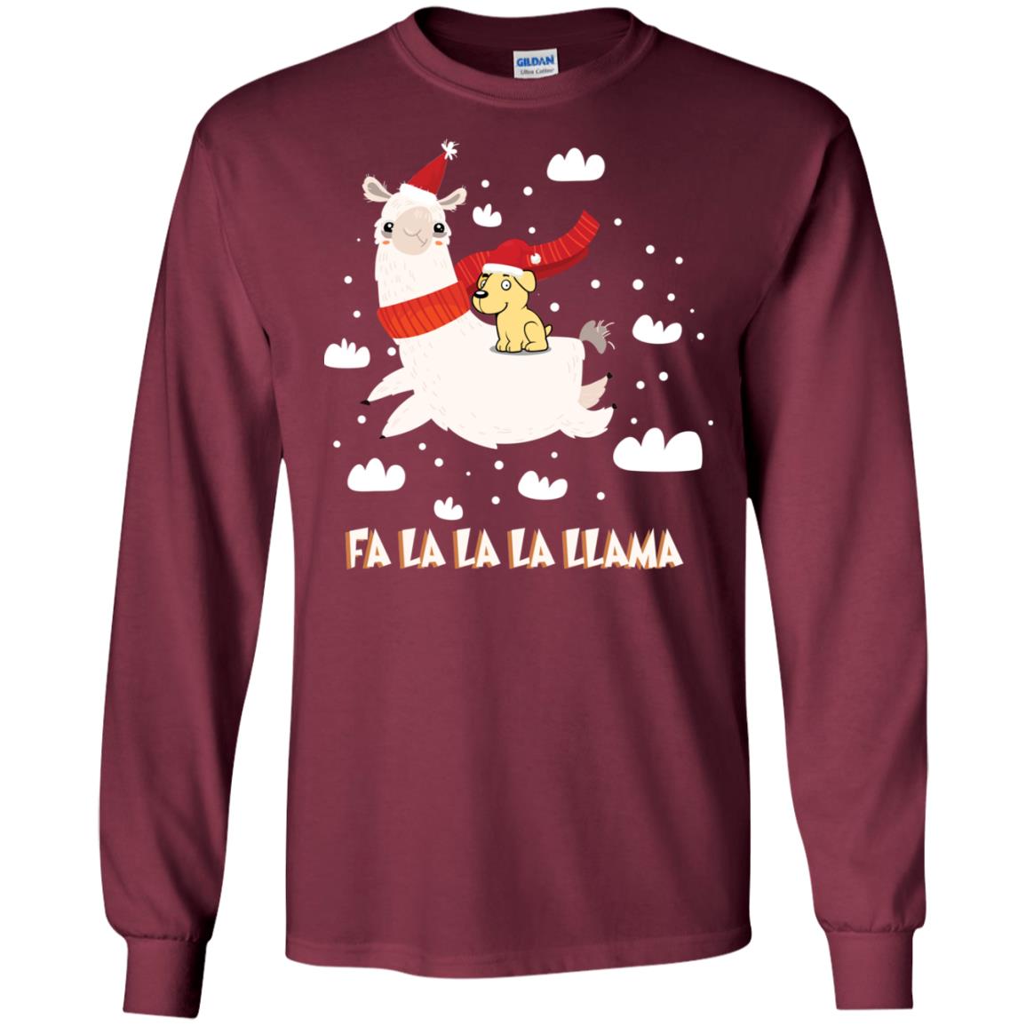 Fa La La La Llama With Labrador X-mas Gift Shirt Maroon
