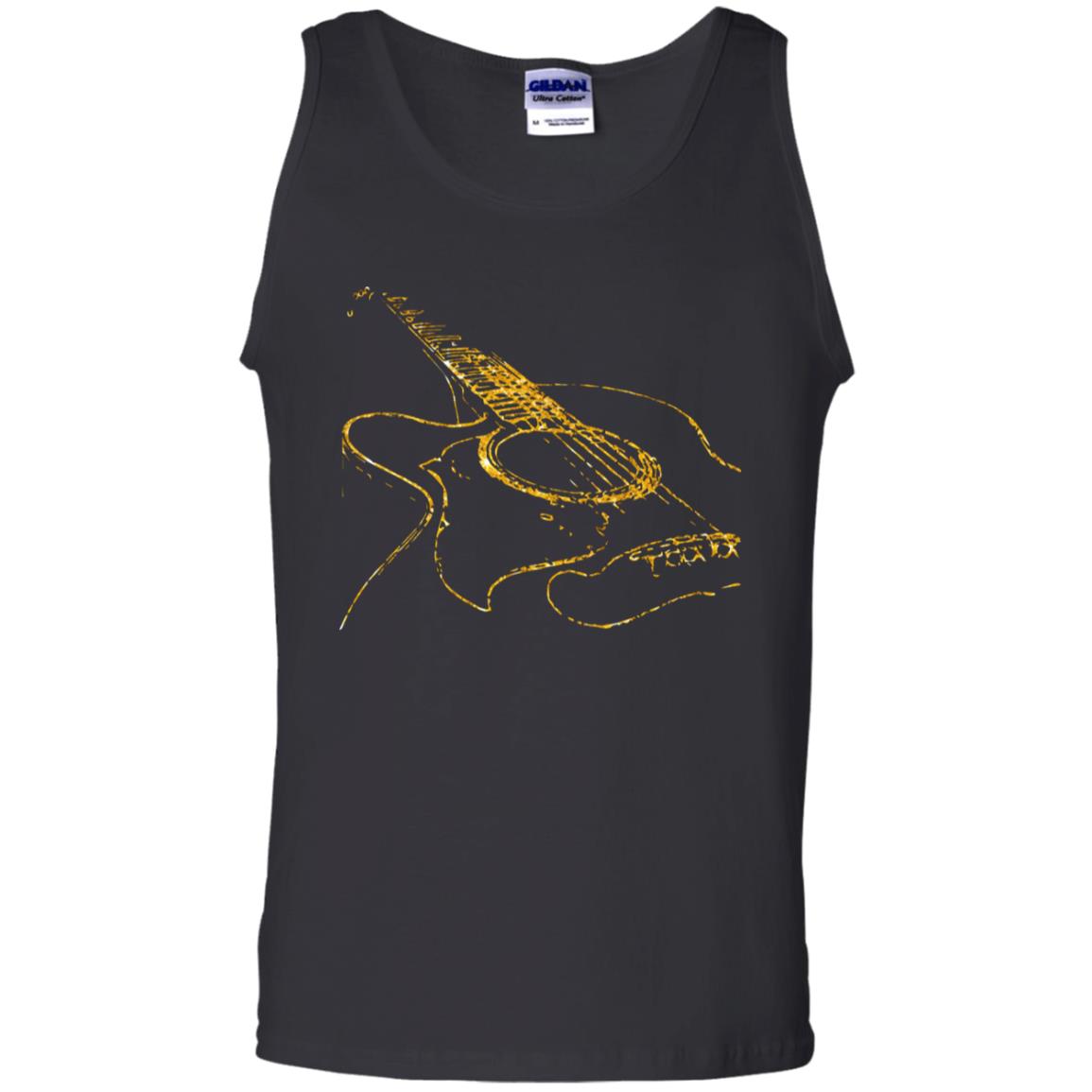 Guitar Gold Guitarist Gift Shirt For Mens Or Womens Black