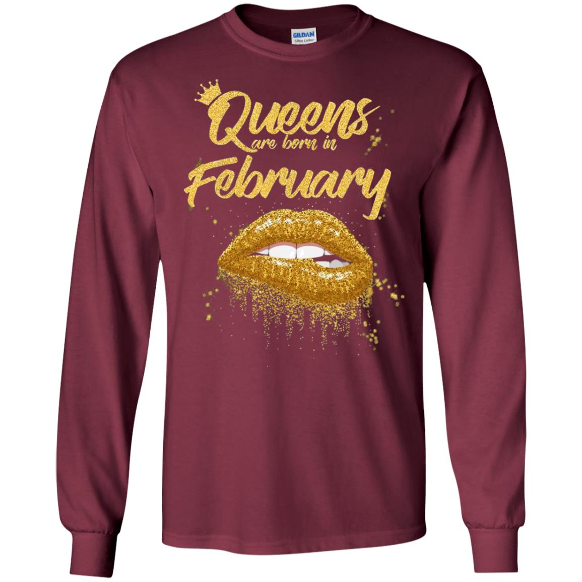 Black Women T-shirt Queens Are Born In February Birthday Maroon