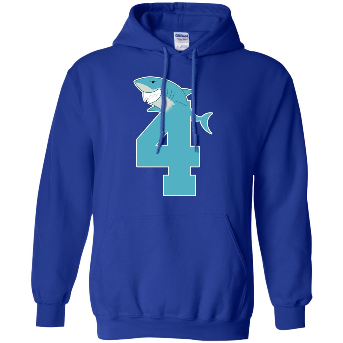 4th Birthday Shark Party Shirt Royal