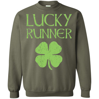 Irish Running Lucky Runners St. Patrick_s Day T-shirt Military Green