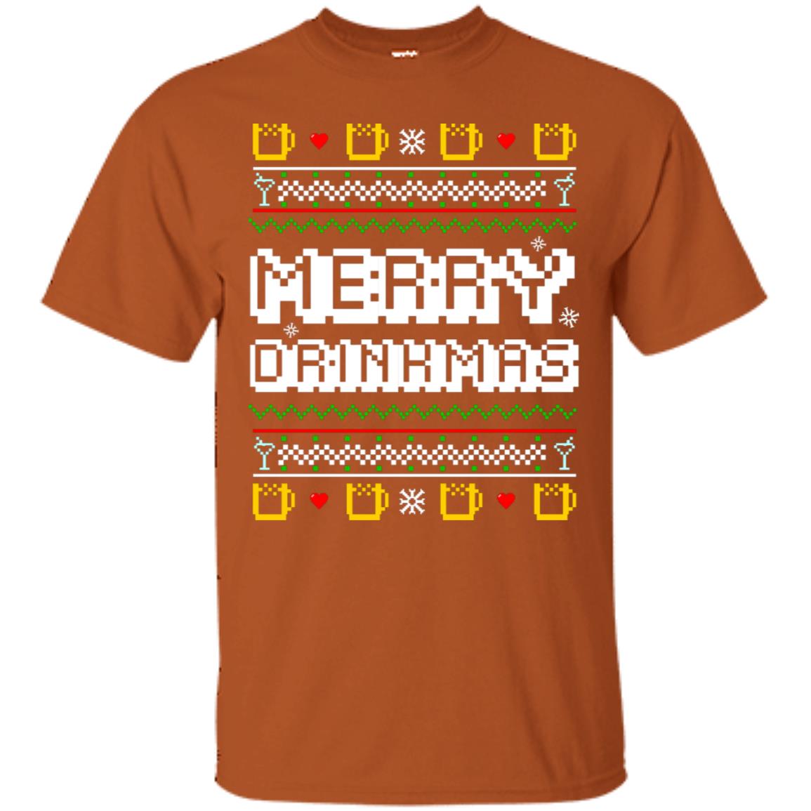 Merry Drinkmas X-mas Gift Shirt For Drinking Lovers Texas Orange