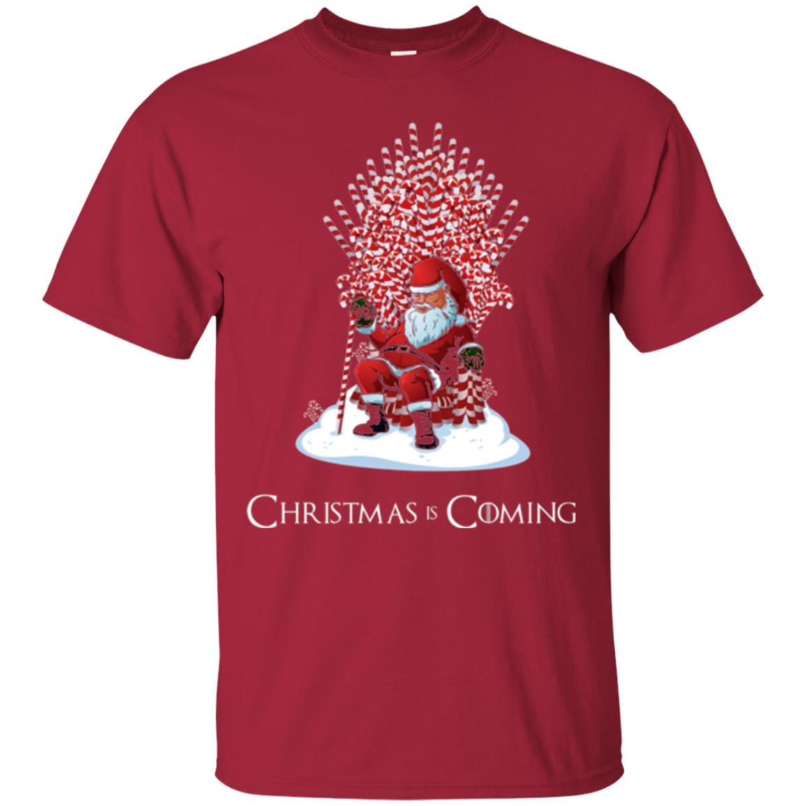 Christmas T-shirt Santa Candy Cane Throne Cardinal