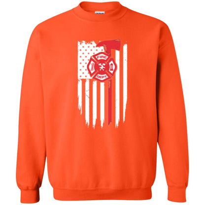 Firefighter T-shirt American Flag Proud Of Us Fireman Orange