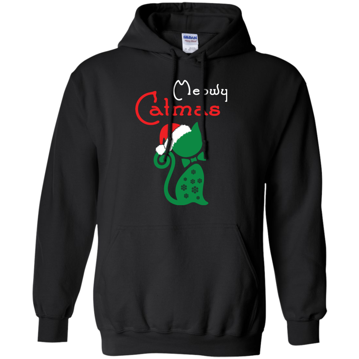 Cat Christmas T-Shirt Meowy Catmas Black
