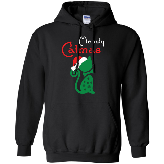 Cat Christmas T-Shirt Meowy Catmas Black