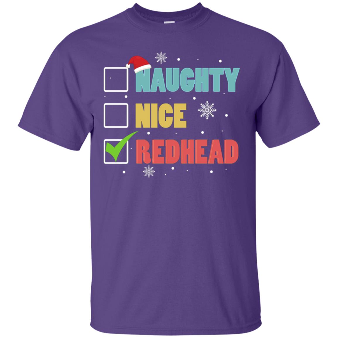Nice Naughty Redhead X-mas List Gift Shirt Purple