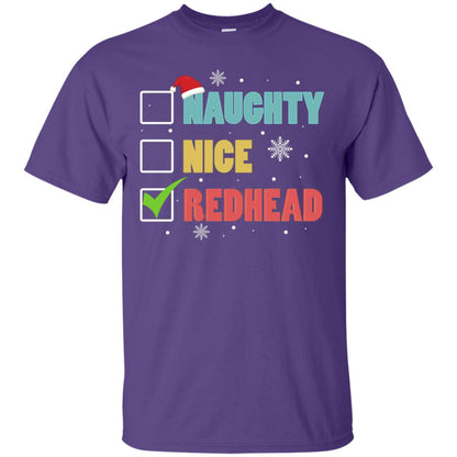 Nice Naughty Redhead X-mas List Gift Shirt Purple