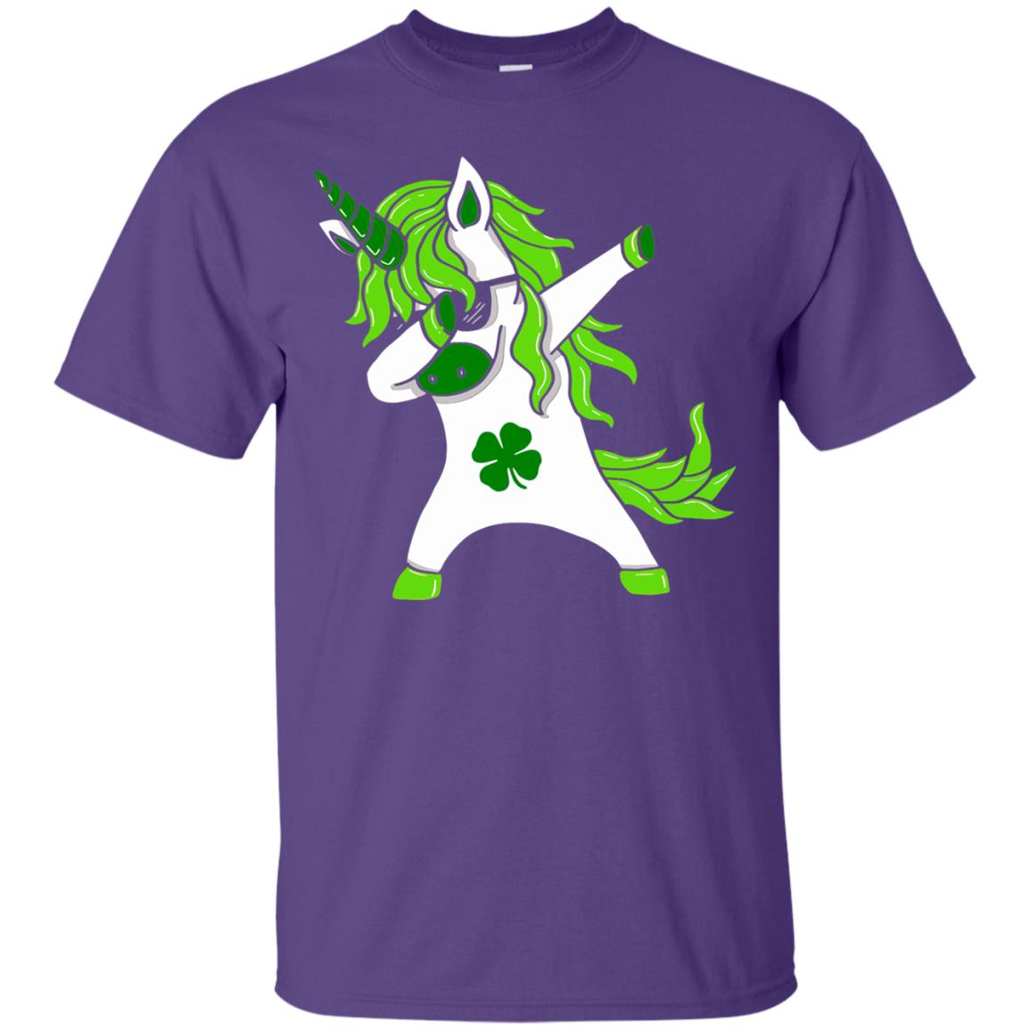 Dabbing Unicorn St Patricks Day Lepricorn T-shirt Purple