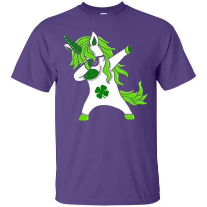 Dabbing Unicorn St Patricks Day Lepricorn T-shirt Purple