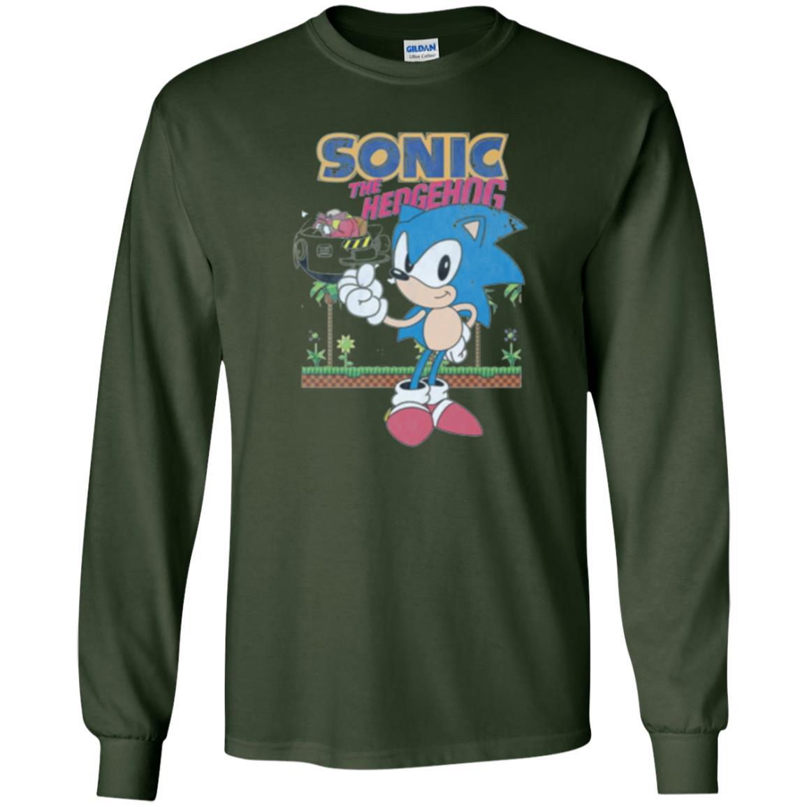 Gamer T-shirt Sega Sonic The Hedgehog Battles Dr. Eggman Robotnik Forest Green