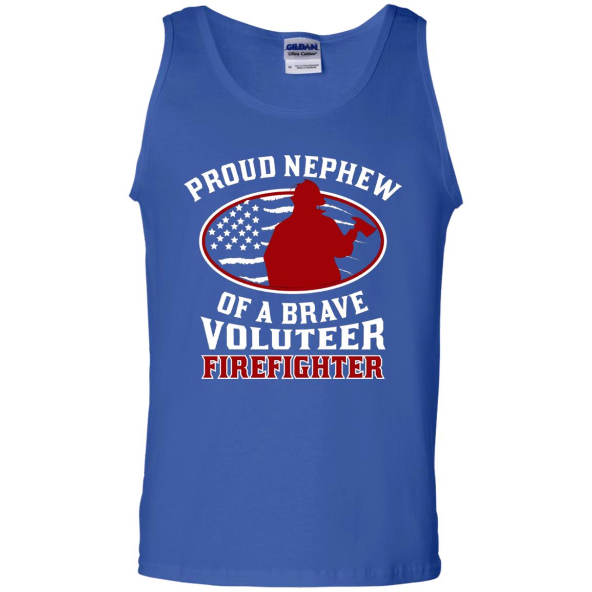 Volunteer Firefighter T-shirt American Flag Proud Nephew Royal