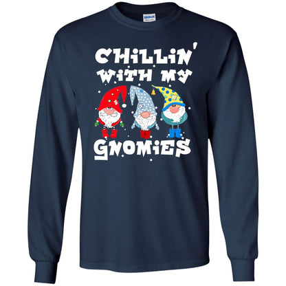 Chillin' With My Gnomies X-mas Gift Shirt For Mens Womens Kids Navy