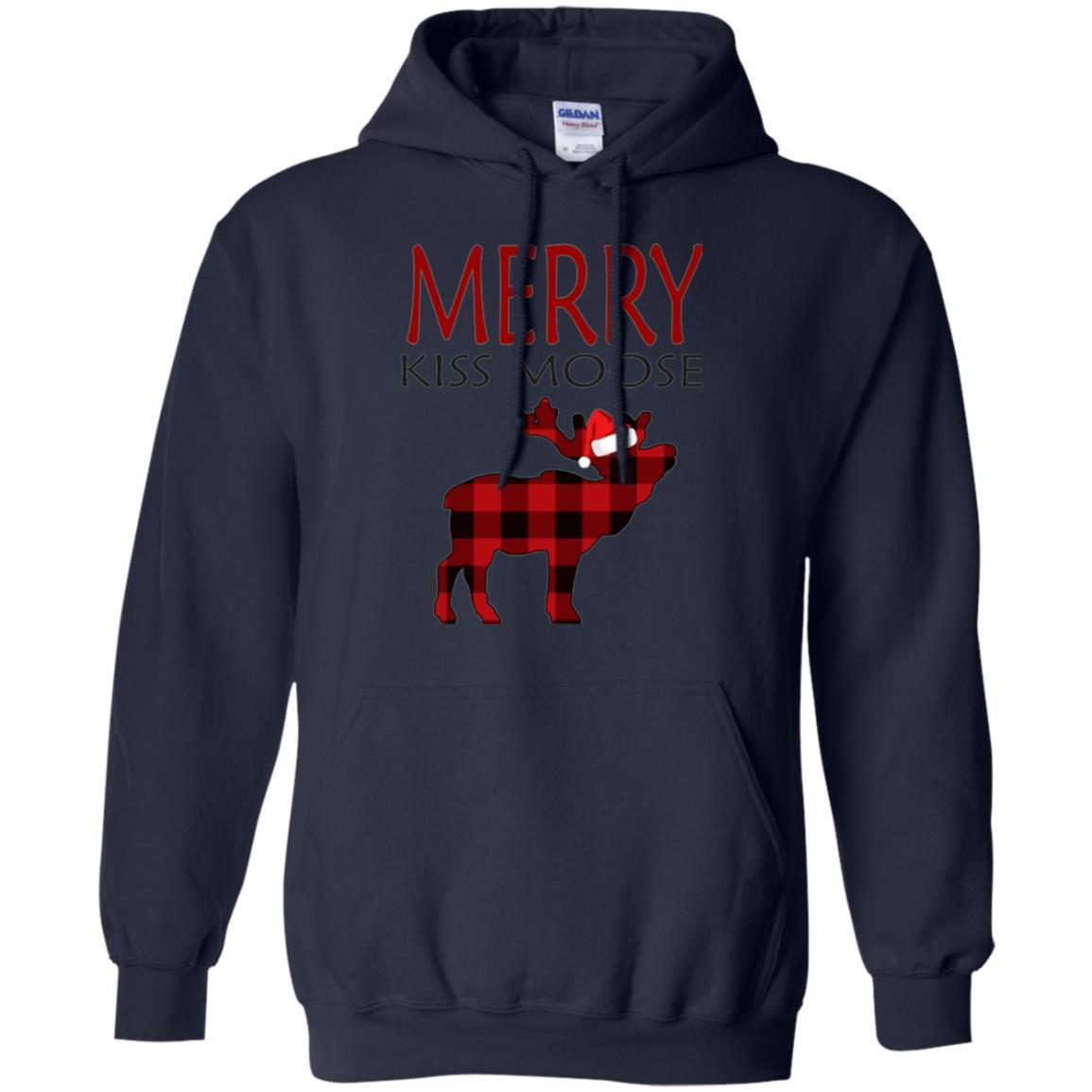 Christmas T-shirt Reindeer Plaid Moose Merry Kiss Moose Navy