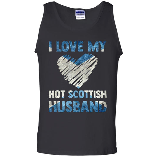 I Love My Hot Scottish Husband Scotland Flag Shirt For Wife Black