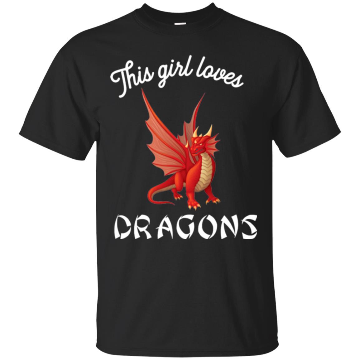 Dragon Lover T-shirt This Girl Loves Dragonst-shirt Black