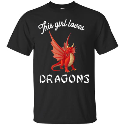 Dragon Lover T-shirt This Girl Loves Dragonst-shirt Black