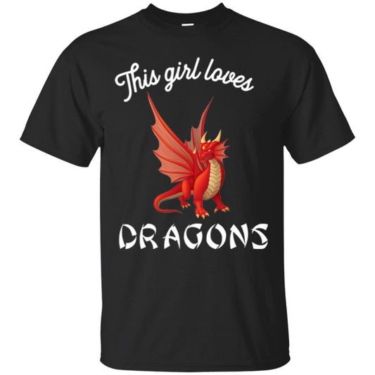 Dragon Lover T-shirt This Girl Loves Dragonst-shirt Black