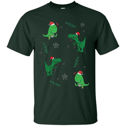 Funny Christmas T-shirt Merry Christmas Dinosaur Forest Green