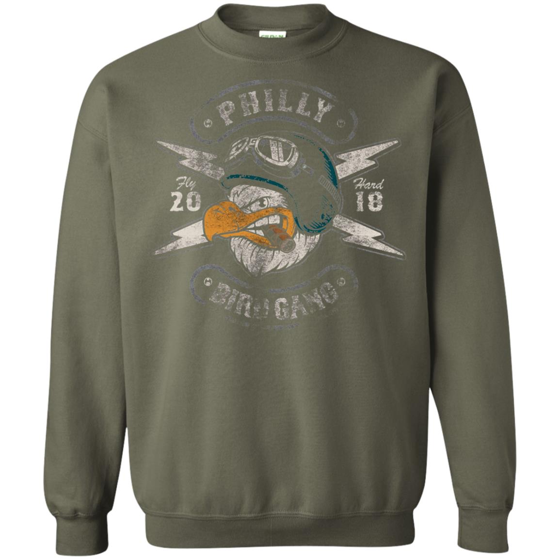 Bird Gang Eagles T-shirt Vintage Distressed Military Green