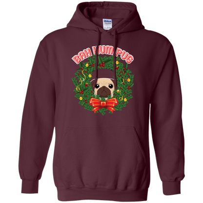 Christmas T-Shirt Bah Hum Pug Maroon
