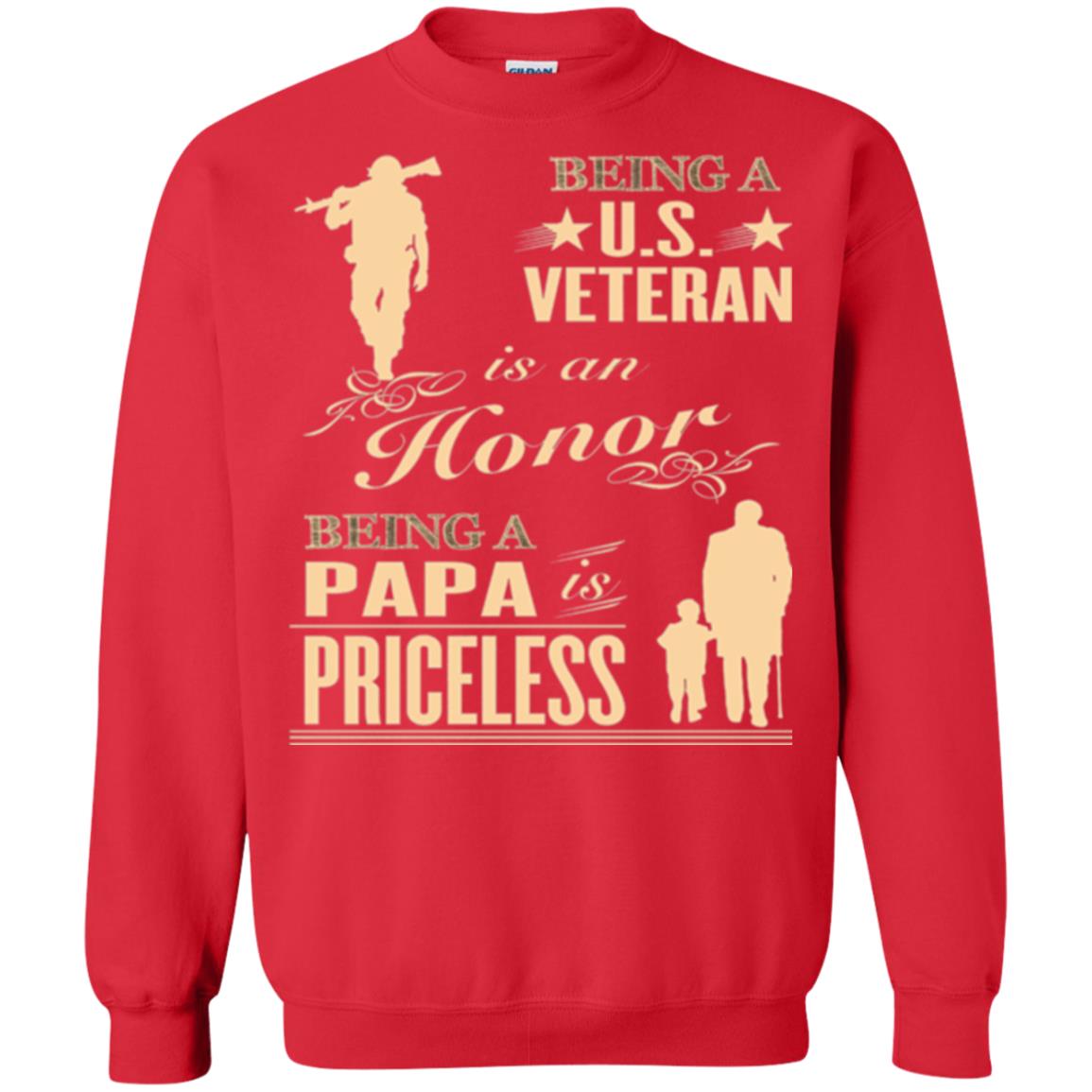 Papa T-shirt Being A U.s Veteran Red