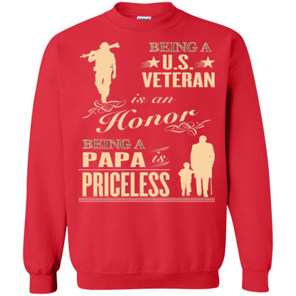 Papa T-shirt Being A U.s Veteran Red