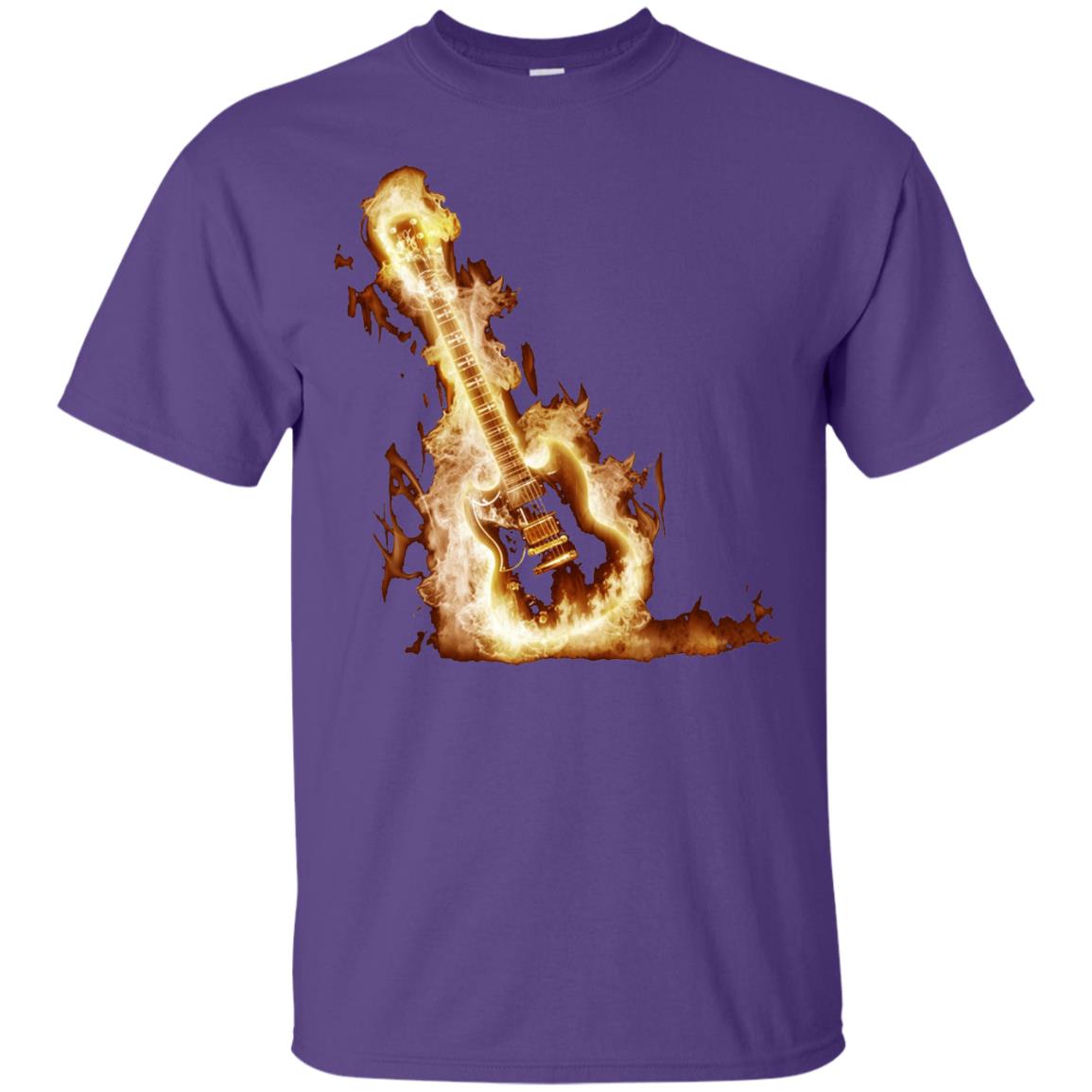 Rock Guitar On Fire T-shirt Purple