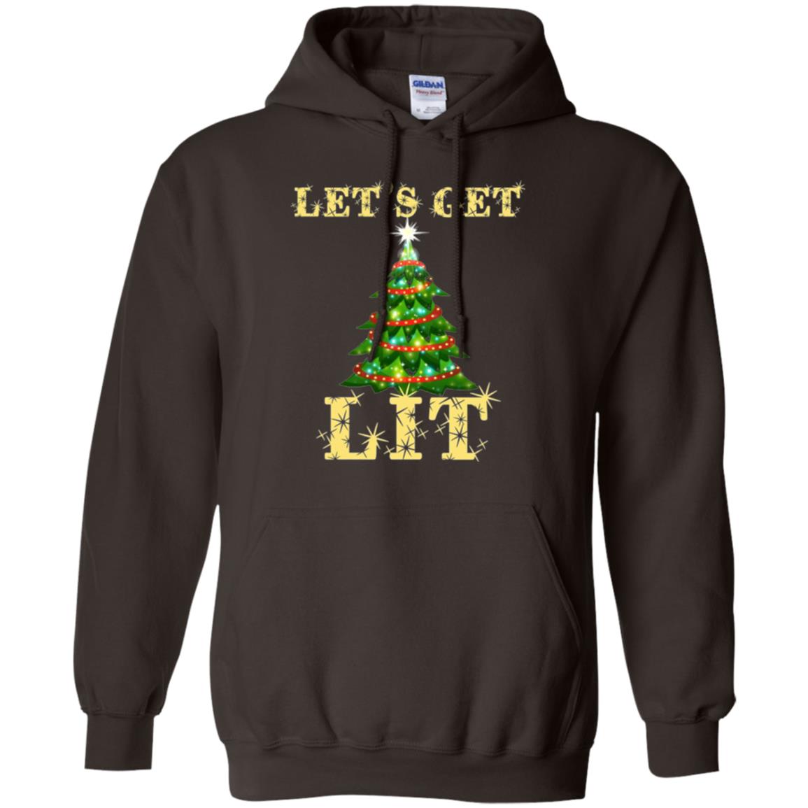 Christmas T-shirt Let_s Get Lit Dark Chocolate