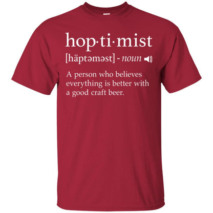 Beer Lover T-shirt Hoptimist Definition Cardinal