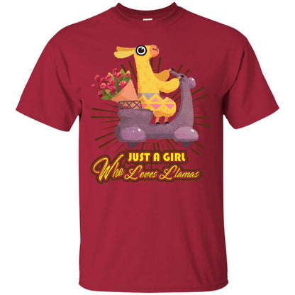 Just A Girl Who Loves Llamas Best Llama Gift Shirt For Girls Cardinal