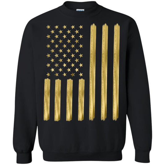 Faux Gold Paint American Flag T-shirt Black