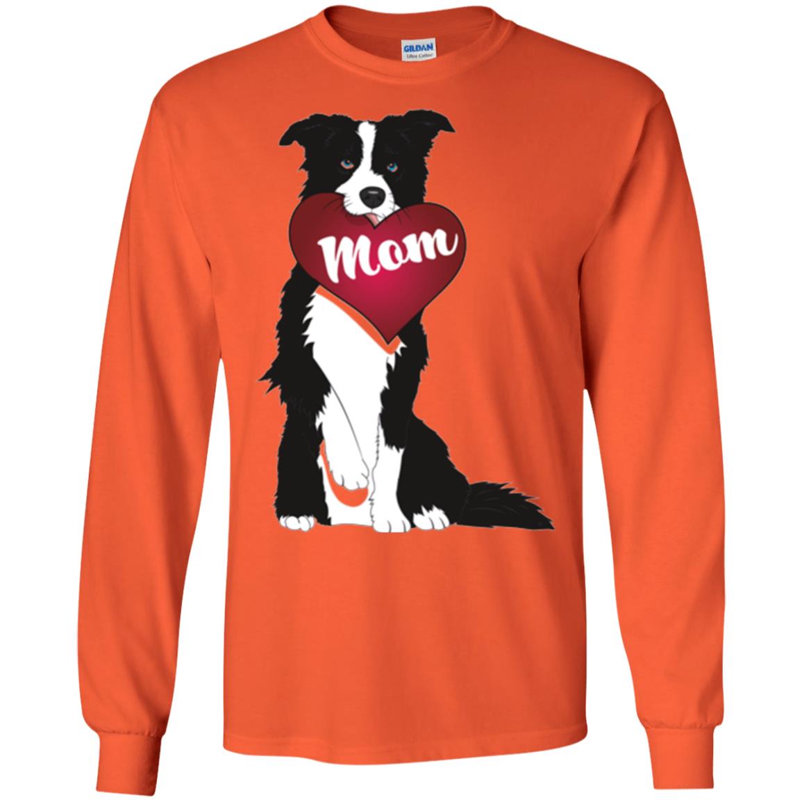 Dog Lover T-sshirt Border Collie Fetching Valentine Heart Orange