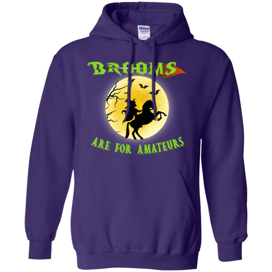 Brooms Are For Amateurs Witches Ride A Horse Funny Halloween Shirt Purple