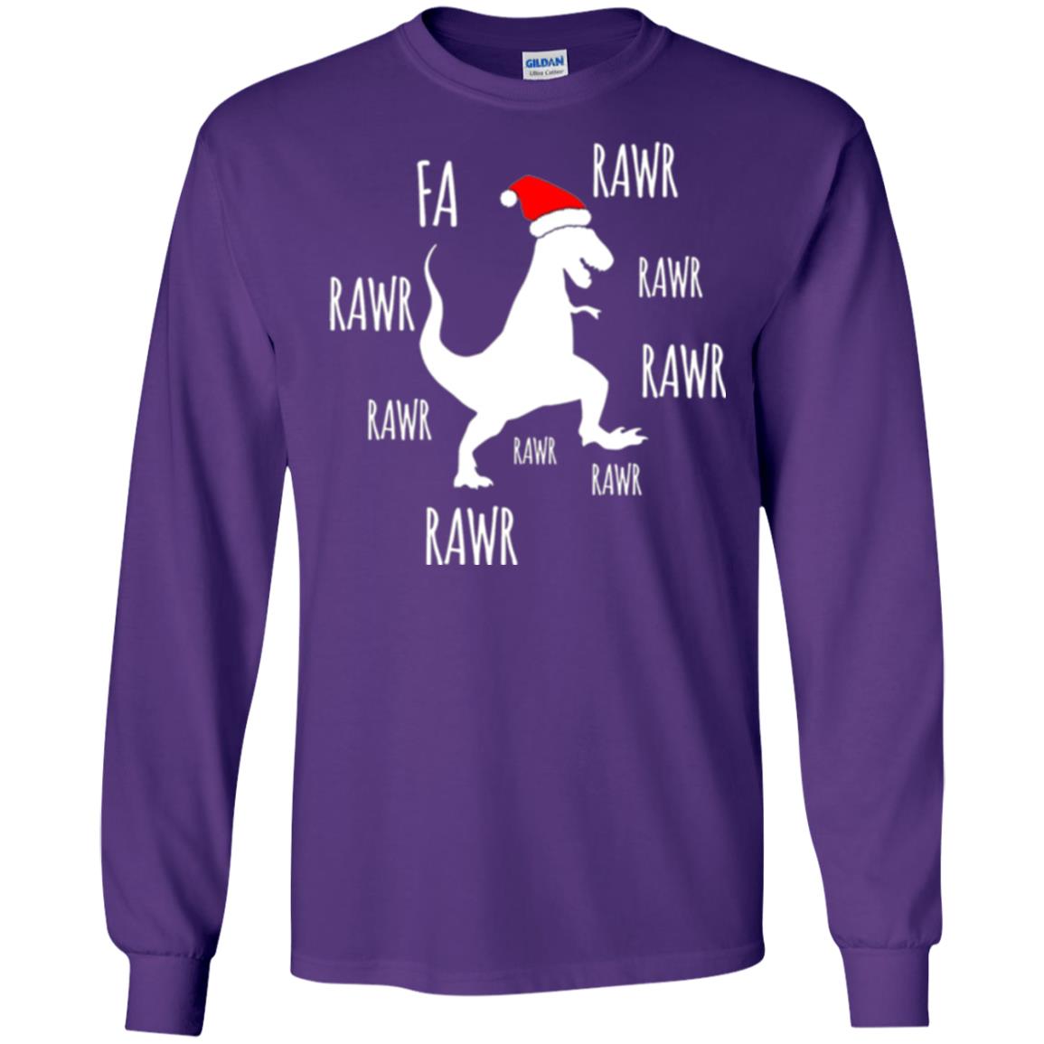 Christmas T-shirt Fa Rawr Rawr Funny T-rex Dinosaur Purple