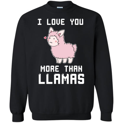 I Love You More Than Llamas Valentines Day Shirt Black