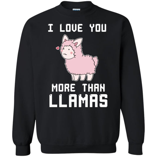I Love You More Than Llamas Valentines Day Shirt Black