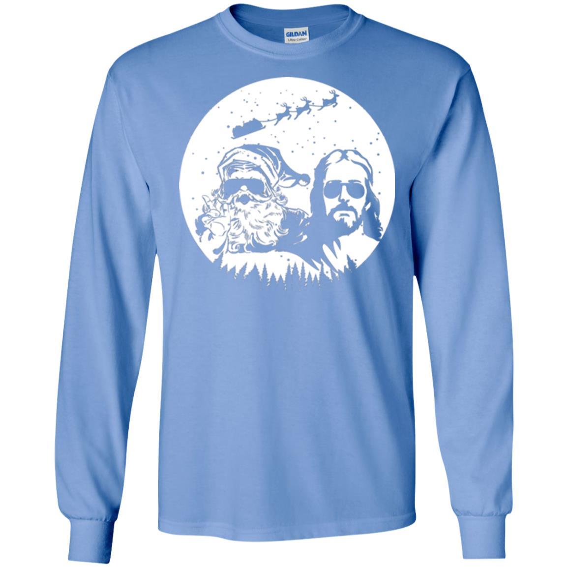 Christmas T-shirt Jesus And Santa Claus Carolina Blue