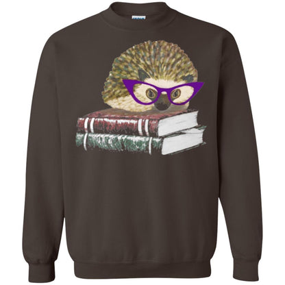 Adorable Hedgehog Book Nerd Gift Shirt Dark Chocolate