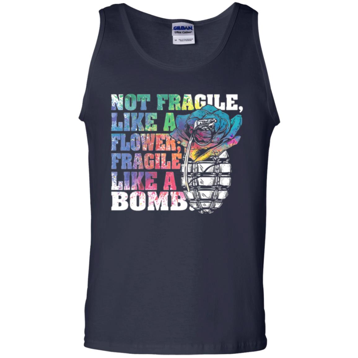 Not Fragile Like A Flower Fragile Like A Bomb T-shirt Navy