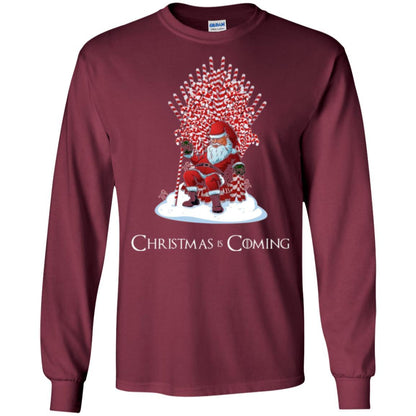 Christmas T-shirt Santa Candy Cane Throne Maroon