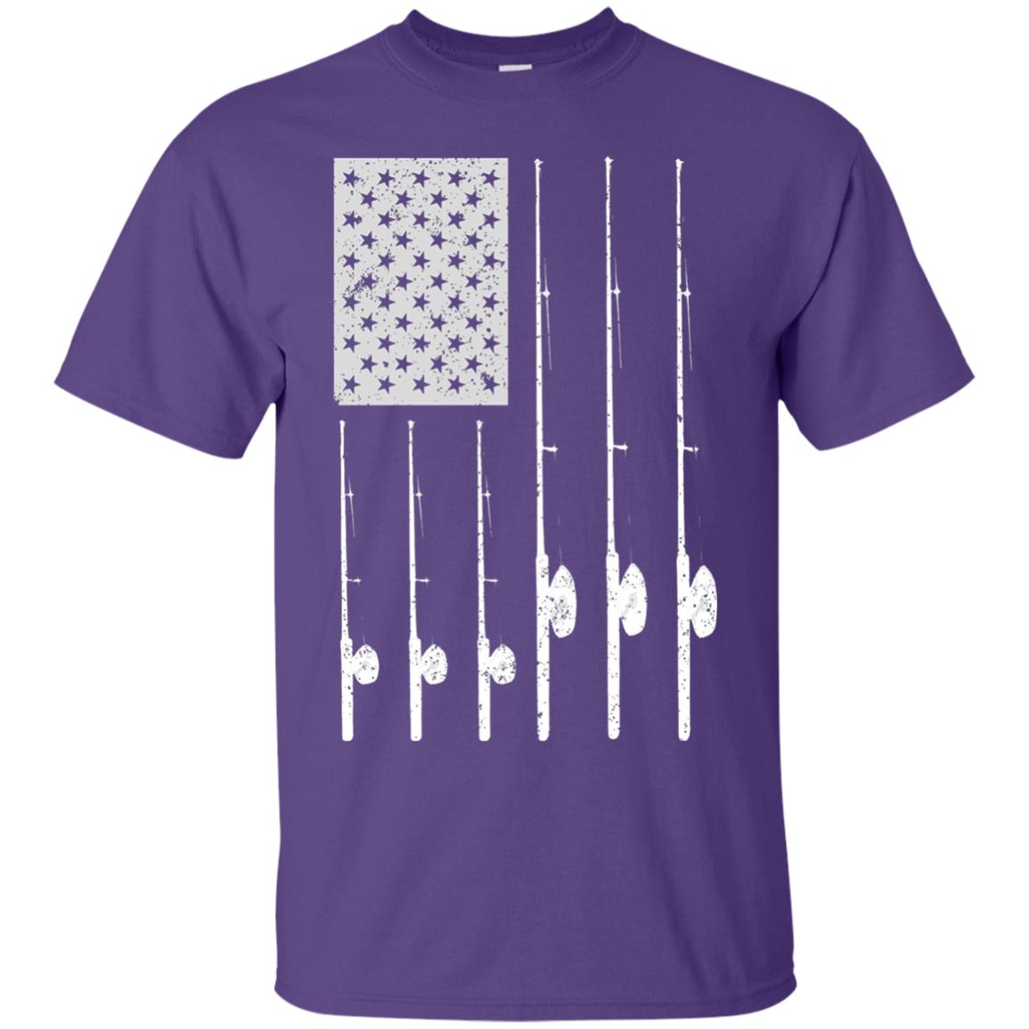 Patriotic Fishing With American Usa Flag Fisherman T-shirt Purple