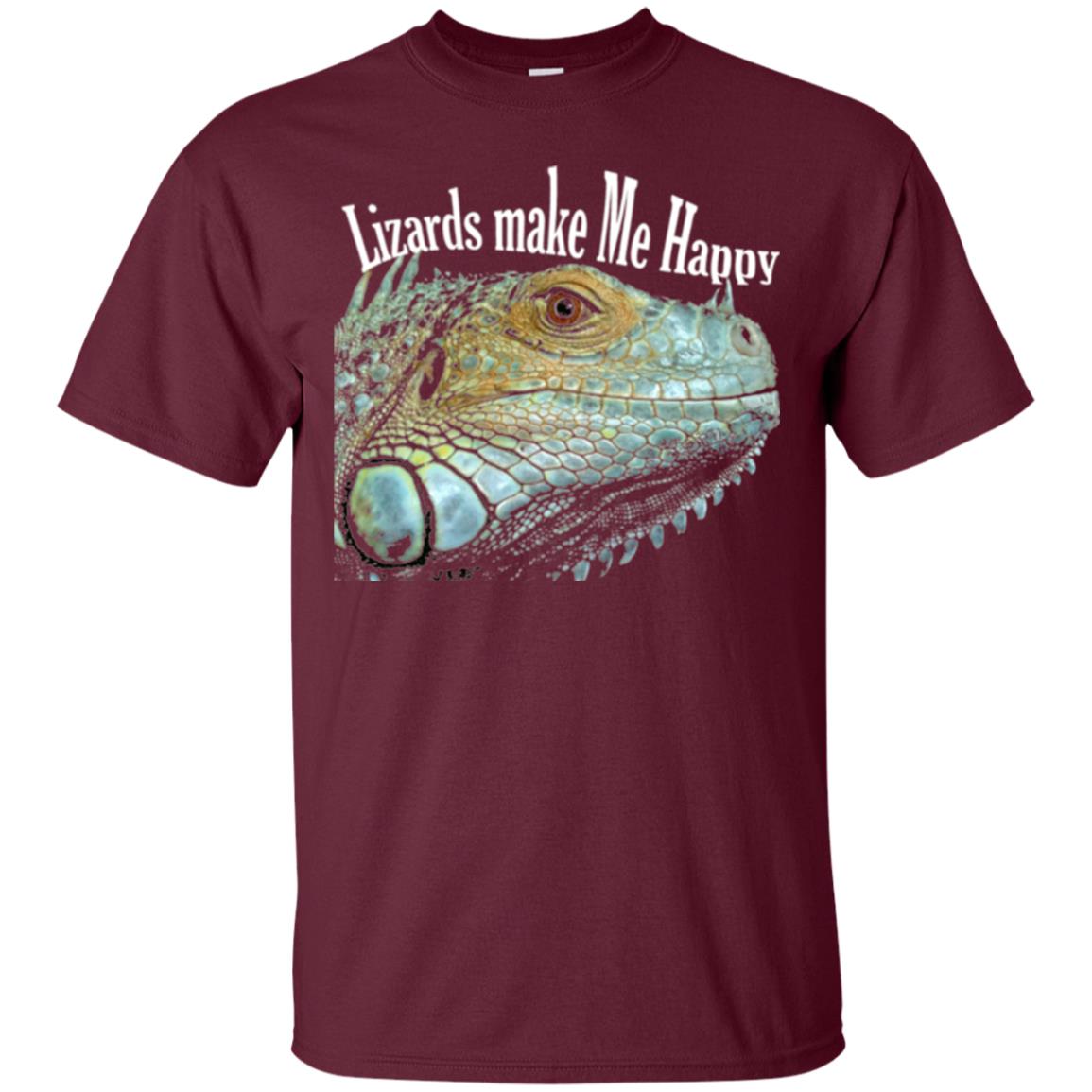 Reptiles Lovers T-shirt Lizards Make Me Happy Maroon