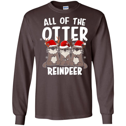 Christmas T-shirt All Of The Otter Reindeer Dark Chocolate