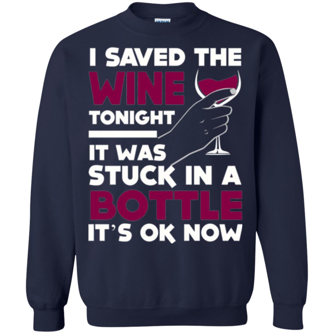 Funny Wine T-shirt I Save The Wine Tonight Navy
