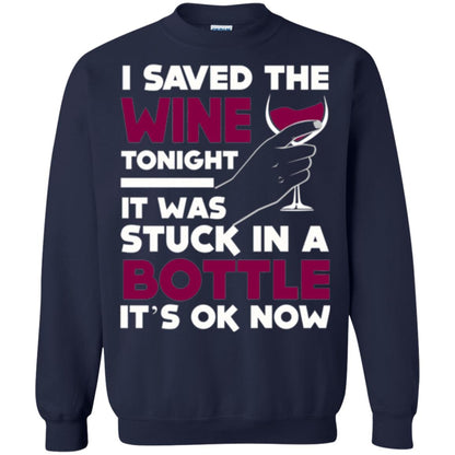 Funny Wine T-shirt I Save The Wine Tonight Navy