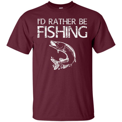 Fisherman T-shirt I'd Rather Be Fishing Maroon