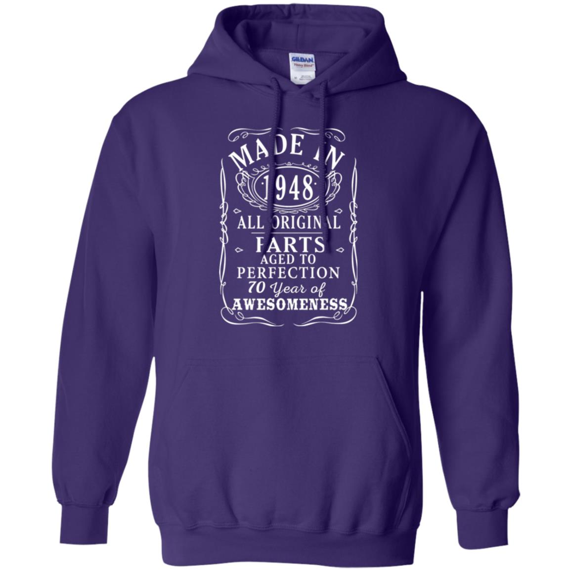 70th Birthday T-shirt Made In 1948 All Original Parts Aged To Perfection Purple