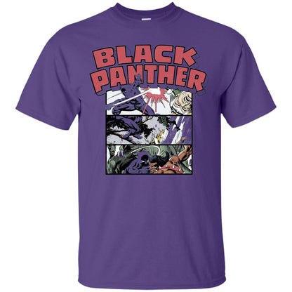 Black Panther Retro Comic Stacked Panel Art T-shirt Purple