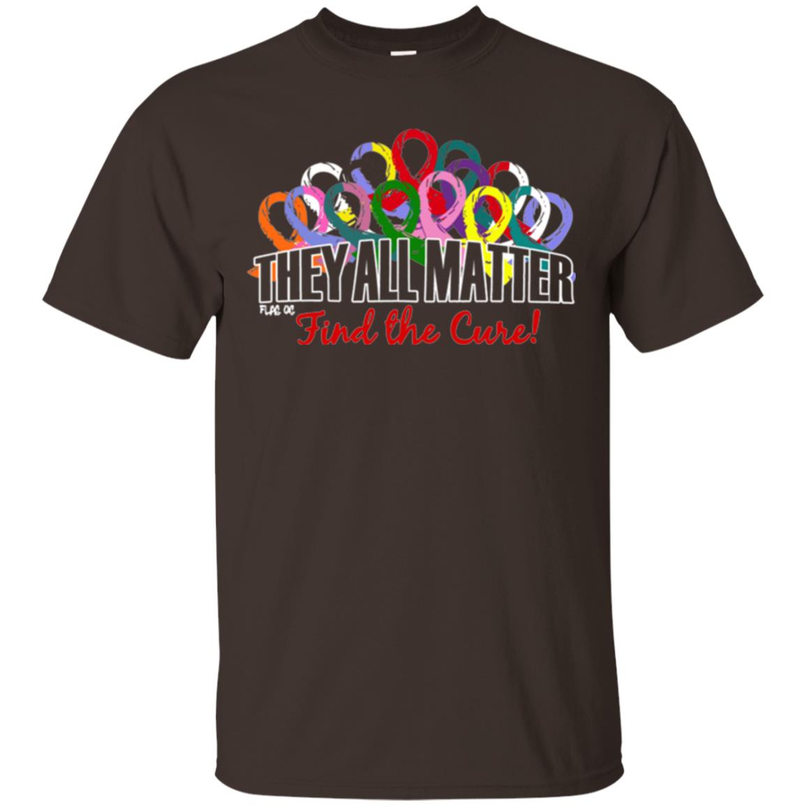 They All Matter Flag Of Find The Cure Cancer Awareness Shirt Dark Chocolate